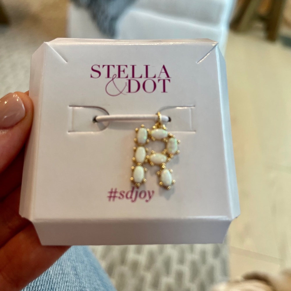 Stella & Dot Opal R initial pendant charm